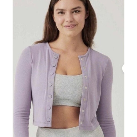 Outdoor Voices Sweaters - Outdoor Voices CozyRib Cropped Cardigan size XS earl grey lilac NEW
